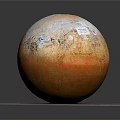 Display of Orange Sphere With Maps and Text on Gray Square Platform