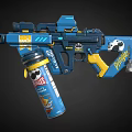 Blue and Yellow Toy Gun Blaster With Pringles Can And Cartoon Design