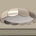 Cream Colored Modern Ceiling Light with Petal Design and Brown Trim 3d model