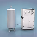 Industrial Equipment System With Vertical Cylindrical Storage Tank And Control Cabinet Panel