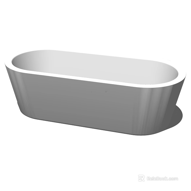 Modern White Freestanding Oval Shaped Bathtub Design For Bathroom Interior 3d model 