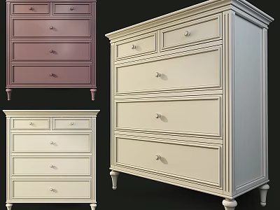 Classic Chest of Drawers in Various Colors with Multiple Drawers and Sturdy Legs 3d model
