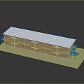 Single Story Wooden Building With White Roof And Multiple Windows On Lawn Foundation