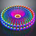 Vibrant Circular Structure With Colorful Spheres Radial Lines And 3D Art Design