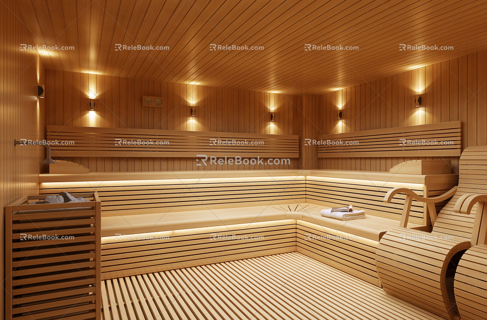 Modern Sauna Room 3d model