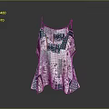 Bohemian Style Patchwork Camisole Top With Green And White Printed Patterns 3d model