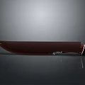 Sharp Hunting Knife With Brown Sheath And Red Silver Handle Design