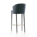 Modern Gray Bar Stool With Tufted Backrest And Metal Legs Design 3d model