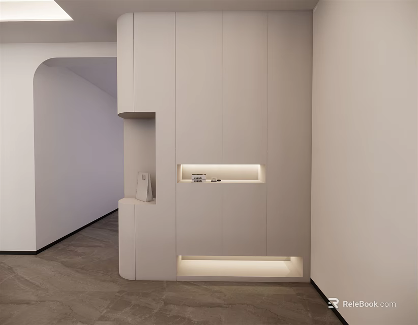 Modern Interior Display Cabinet With White Sleek Design And Built-in LED Lighting 3d model