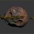 Large Red Natural Stone And Wood Components With Yellow Industrial Machinery