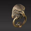 Eagle Head Design Door Handle with Brass Material and Intricate Carving 3d model