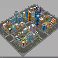 Isometric City Buildings Featuring Colorful Architecture Various Styles Roads And Trees