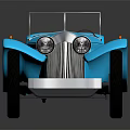 Vintage Blue Convertible Classic Car With Retro Body Design And White Seats