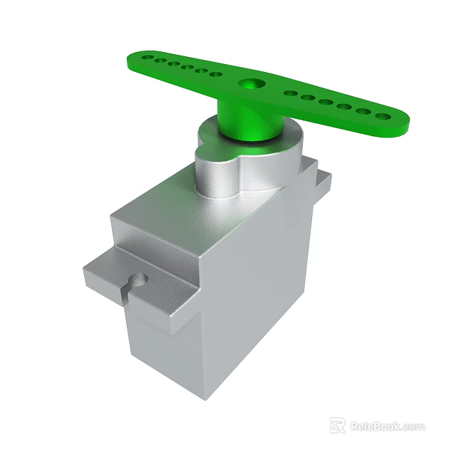 Silver Mechanical Component With Perforated Green Handle And Metallic Base 3d model