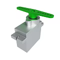 Silver Mechanical Component With Perforated Green Handle And Metallic Base 3d model