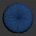 Stylish Blue Round Sofa Stool with Diamond Quilted Upholstered Fabric Design 3d model