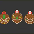 Festive Christmas Gingerbread Ornaments With Green Trees Yellow Stars And Red Bows