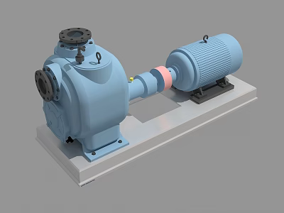 Industrial Horizontal Pump Unit With Electric Motor And Stable Base Structure 3d model