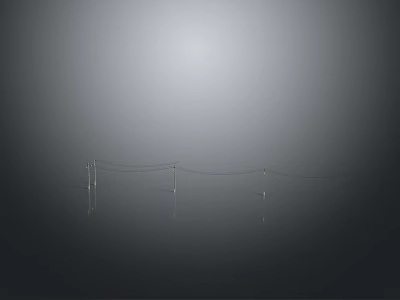 Metal Poles With Wires In Gray Tone Serene Environment With Water Reflection 3d model