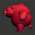 Red Stylized Cartoon Bear Characters Large And Small With Open Arms Design 3d model