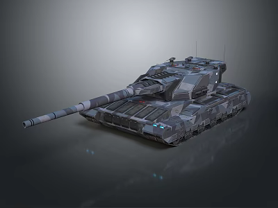 Detailed Modern 3D Tank Model With Armored Plates And Long Cannon Barrel 3d model