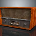 Vintage Electronic Radio With Wooden Case Metal Grille And Control Knobs