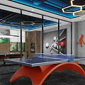 Modern Billiard Interior With Pool Table TV Bench And Balls Decor 3d model