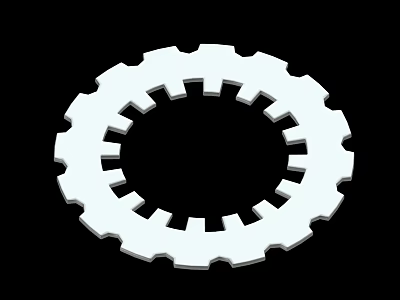 Circular White Gear Vector Illustration On Black Background With Minimalist Design 3d model