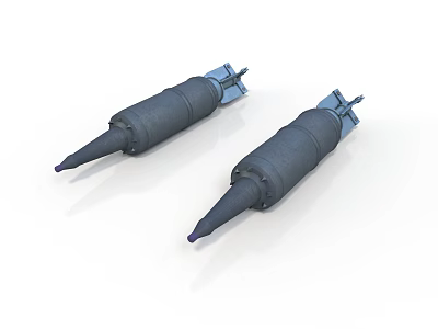 Two Black Conical Military Weapon Components With Blue Connecting Parts 3d model