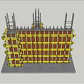 Building Exterior Wall Under Construction With Scaffolding And Formwork Support Structure 3d model