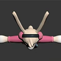 Cartoon Rabbit Game Character With Long Ears Blue Eyes Pink Scarf Pink Top Black Pants