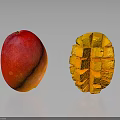 Vibrant Fresh Mango Whole Fruit and Cubed Slices on Dark Background