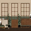 French Middle Style Begonia Glass Screen Partition 3d model