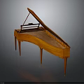 Classical Wooden Grand Piano With Curved Body And Elegant Wooden Legs