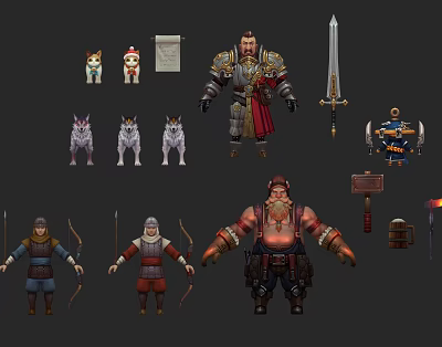 Modern Game Character Wolf Archer Character Elf Cartoon Fantasy Magic Hand-painted Hero Weapons Blacksmith 3d model