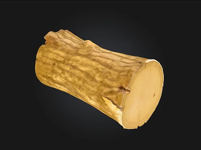 Natural Wood And Stone Log Stump With Smooth Texture For Interior Decor 3d model