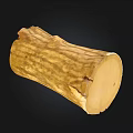 Natural Wood And Stone Log Stump With Smooth Texture For Interior Decor