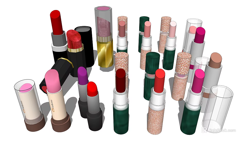 Assorted Cosmetic Lipsticks With Various Colors And Stylish Shiny Designs 3d model 