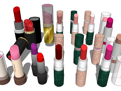 Assorted Cosmetic Lipsticks With Various Colors And Stylish Shiny Designs 3d model