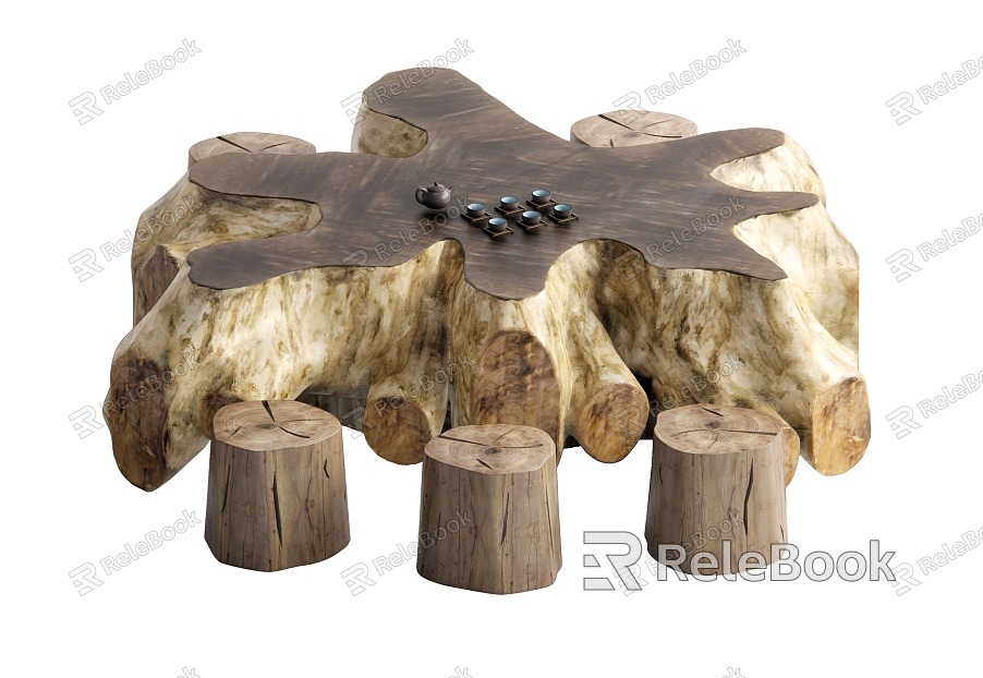 New Chinese root carving tea sea root carving tea table root carving tea table and chair model