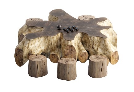 New Chinese root carving tea sea root carving tea table root carving tea table and chair 3d model