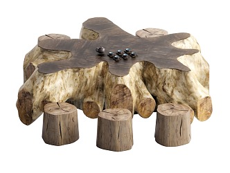 New Chinese root carving tea sea root carving tea table root carving tea table and chair 3d model