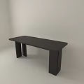 Black Rectangular Dining Table in Modern Minimalist White Room With Sleek Design 3d model
