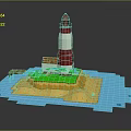Lighthouse Themed Decorative Furniture With Wooden Dock And Sandy Base