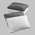 Modern Decorative Pillows With Quilted Texture Ruffle Edges In White And Dark Gray