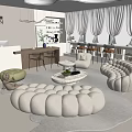 Plush Break Room Interior Design With Cozy Sofas Marble Table Bookshelves And Curtain Windows