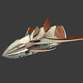 Futuristic Sleek Spaceship Design With White And Brown Color And Wing Structure