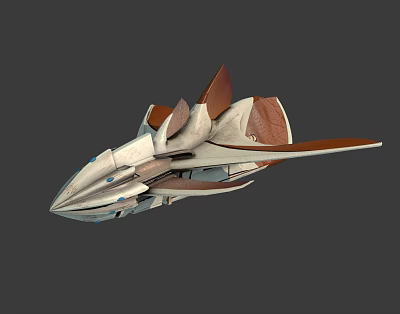 Futuristic Sleek Spaceship Design With White And Brown Color And Wing Structure 3d model