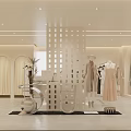Korean Women's Clothing Store with Fashionable Dresses on Mannequins Modern Interior and Elegant