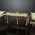 Traditional Thatched Hut Structures With Wooden Poles And Thatch Roof Designs